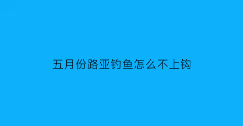 “五月份路亚钓鱼怎么不上钩(五月份路亚用什么饵)