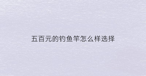 五百元的钓鱼竿怎么样选择