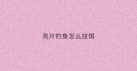 亮片钓鱼怎么挂饵(亮片钓鱼需要挂饵吗)