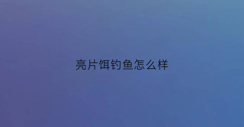 亮片饵钓鱼怎么样(亮片饵钓鱼怎么样好用吗)