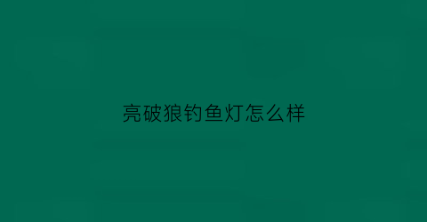 亮破狼钓鱼灯怎么样(亮破狼头灯x6)