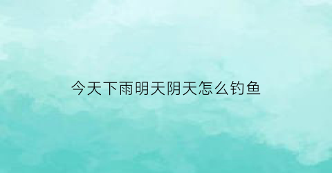 今天下雨明天阴天怎么钓鱼