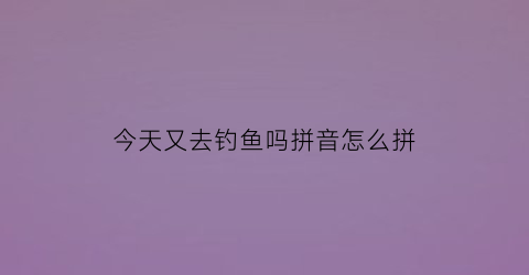 今天又去钓鱼吗拼音怎么拼(我今天还去钓鱼了)