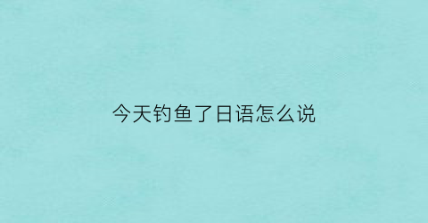 “今天钓鱼了日语怎么说(今天去钓鱼了是什么意思)