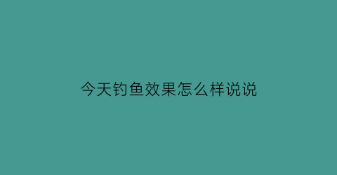 今天钓鱼效果怎么样说说(我说今天钓鱼怎么样)