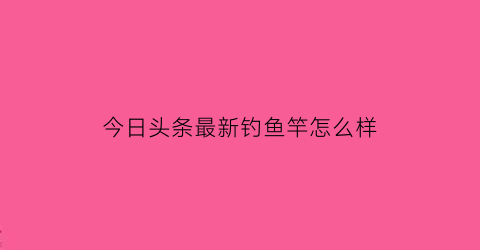 今日头条最新钓鱼竿怎么样(今日头条打鱼)