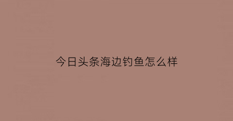 “今日头条海边钓鱼怎么样(今日头条钓鱼)