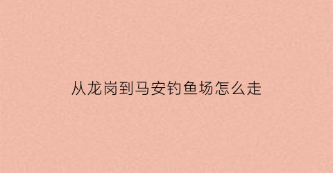 从龙岗到马安钓鱼场怎么走(龙岗到麻涌怎么坐车)