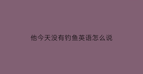 他今天没有钓鱼英语怎么说(他今天没有钓鱼英语怎么说怎么写)
