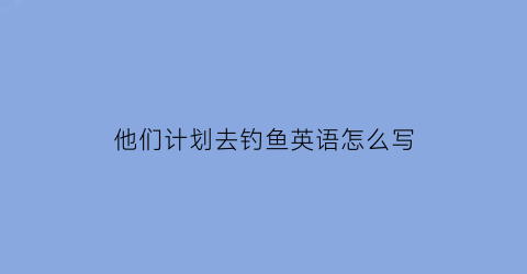 他们计划去钓鱼英语怎么写