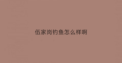 伍家岗钓鱼怎么样啊(伍家岗哪里好玩)