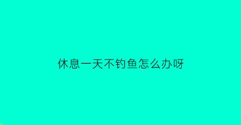 休息一天不钓鱼怎么办呀