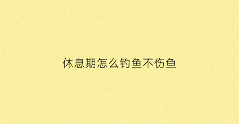 “休息期怎么钓鱼不伤鱼(休息怎样)