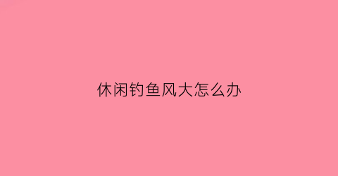 休闲钓鱼风大怎么办(钓鱼有风)