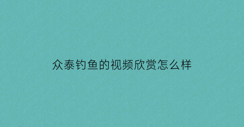 “众泰钓鱼的视频欣赏怎么样(众泰sports)