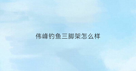 伟峰钓鱼三脚架怎么样(伟峰三脚架官网)