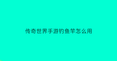 “传奇世界手游钓鱼竿怎么用(传奇世界手游怎么玩更省钱)