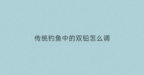 传统钓鱼中的双铅怎么调