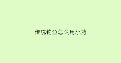 传统钓鱼怎么用小药(钓鱼小药使用基础知识)