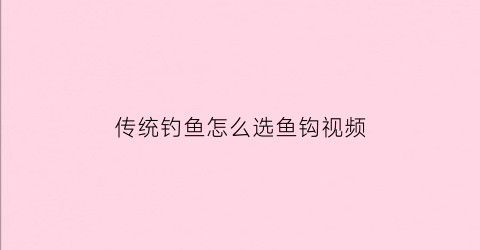 传统钓鱼怎么选鱼钩视频