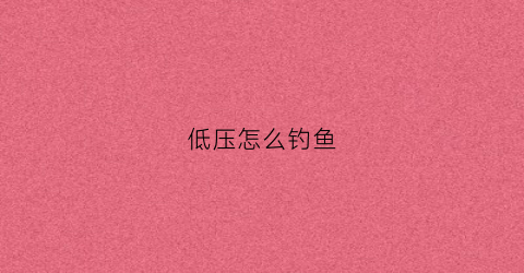 低压怎么钓鱼(低气压钓鲫鱼怎么钓)
