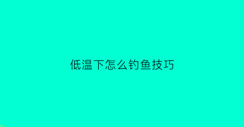 低温下怎么钓鱼技巧(低温钓鱼加什么小药效果好)
