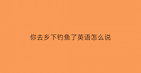 你去乡下钓鱼了英语怎么说(你去乡下钓鱼了英语怎么说呢)