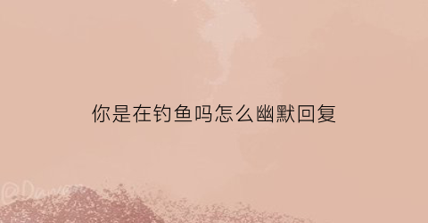 你是在钓鱼吗怎么幽默回复(你是在钓鱼吗怎么幽默回复他)