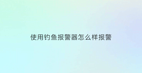 “使用钓鱼报警器怎么样报警(钓鱼报警器安装视频)