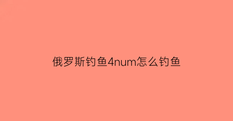 俄罗斯钓鱼4num怎么钓鱼