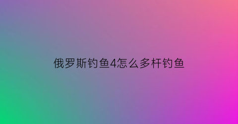 俄罗斯钓鱼4怎么多杆钓鱼(俄罗斯钓鱼4怎么才能钓大鱼)