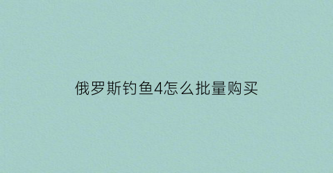 俄罗斯钓鱼4怎么批量购买(俄罗斯钓鱼4怎么多选物品)