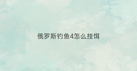 俄罗斯钓鱼4怎么挂饵(俄罗斯钓鱼4怎么放鱼饵)