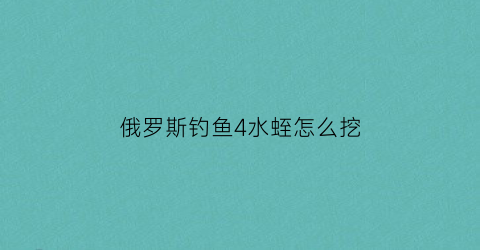 “俄罗斯钓鱼4水蛭怎么挖(俄罗斯钓鱼4水底钓鱼百分比)