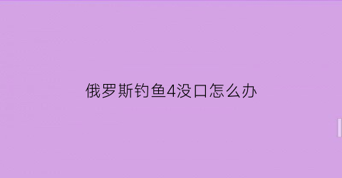 俄罗斯钓鱼4没口怎么办(俄罗斯钓鱼4怎么不脱钩)