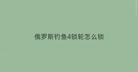 俄罗斯钓鱼4锁轮怎么锁(俄罗斯钓鱼4锁轮拉力怎么算)