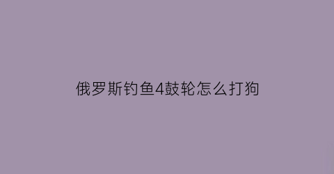 俄罗斯钓鱼4鼓轮怎么打狗(俄罗斯钓鱼4低配打狗棒)