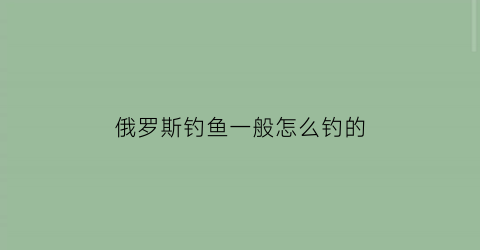 “俄罗斯钓鱼一般怎么钓的(俄罗斯钓鱼怎么才能钓上大鱼)