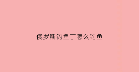 俄罗斯钓鱼丁怎么钓鱼(俄罗斯钓鱼丁怎么钓鱼的)