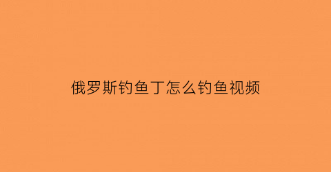 俄罗斯钓鱼丁怎么钓鱼视频(俄罗斯钓鱼丁怎么钓鱼视频教学)