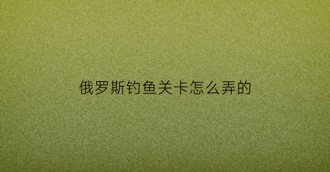 俄罗斯钓鱼关卡怎么弄的(俄罗斯钓鱼新手教程怎么过)