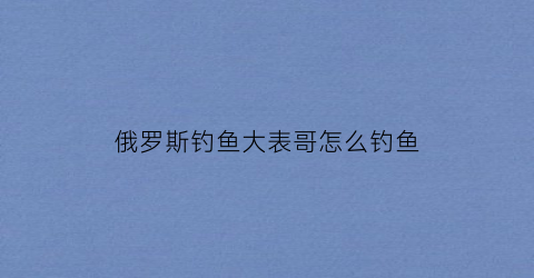 俄罗斯钓鱼大表哥怎么钓鱼(俄罗斯钓鱼dlc)