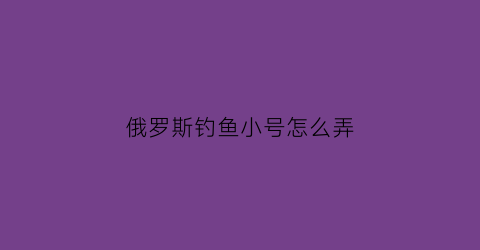 俄罗斯钓鱼小号怎么弄(俄罗斯钓鱼怎么打字)