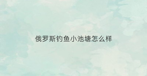 俄罗斯钓鱼小池塘怎么样(俄罗斯钓鱼spod)