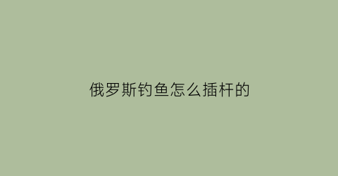 俄罗斯钓鱼怎么插杆的(俄罗斯钓鱼怎么收杆)