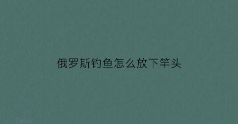 “俄罗斯钓鱼怎么放下竿头(俄罗斯钓鱼怎么放下竿头视频)