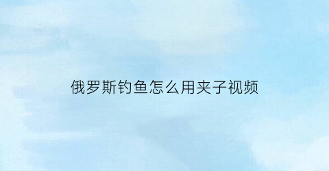 俄罗斯钓鱼怎么用夹子视频(俄罗斯钓鱼怎么卡管)