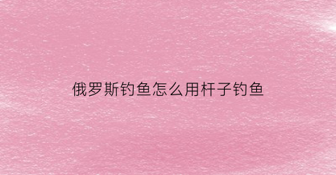 俄罗斯钓鱼怎么用杆子钓鱼(俄罗斯钓鱼怎么操作)