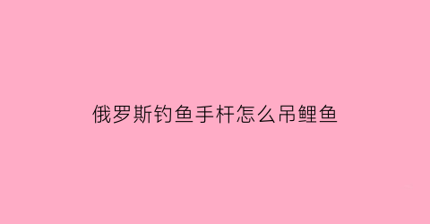 俄罗斯钓鱼手杆怎么吊鲤鱼(俄罗斯钓鱼怎么拿出鱼竿)