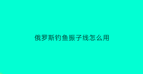 “俄罗斯钓鱼振子线怎么用(俄钓4震子线)